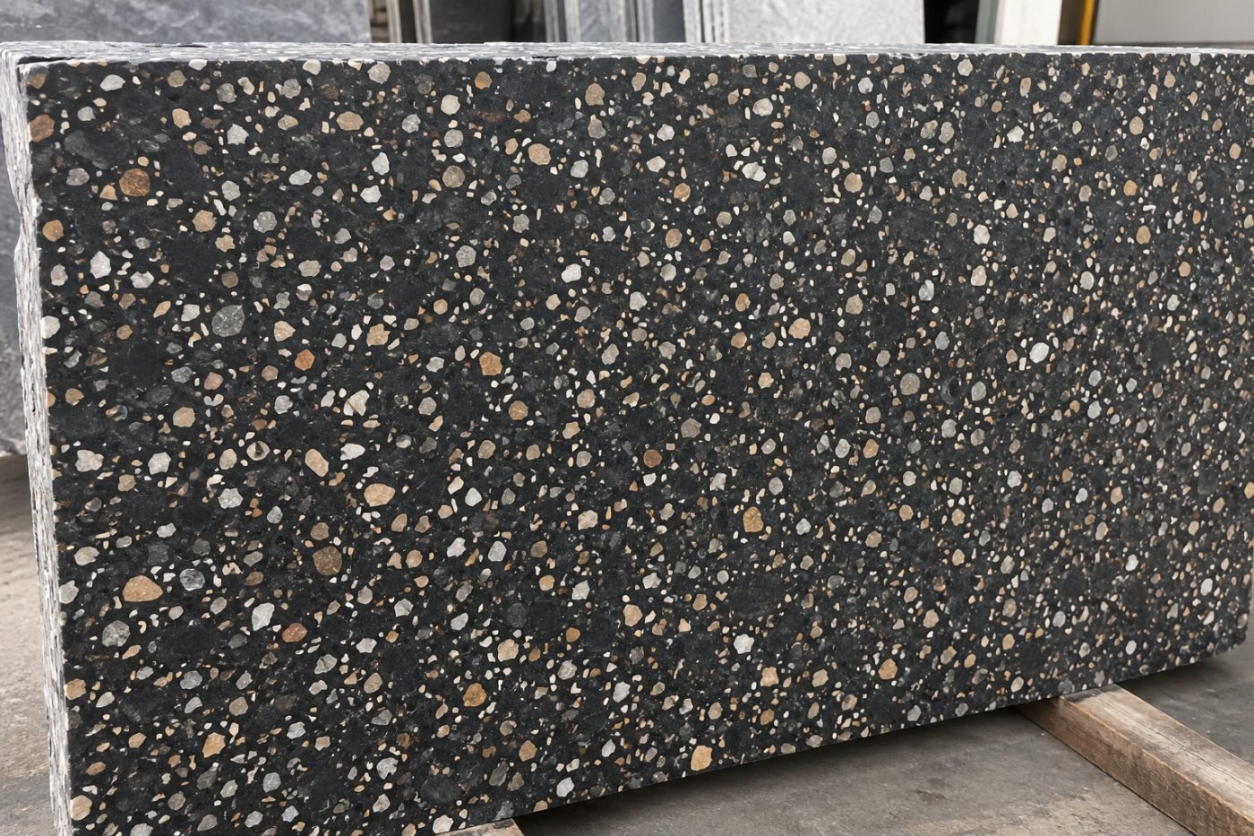 Terrazzo stone slab close-up